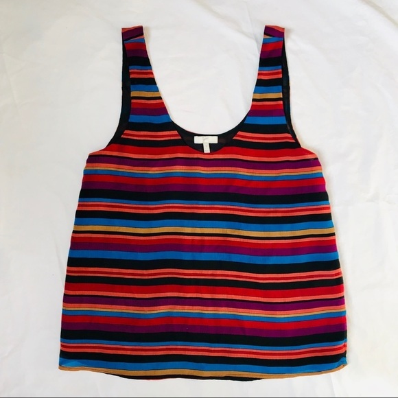 Joie Rainbow Striped Silk Sleeveless Blouse Small - Picture 1 of 5